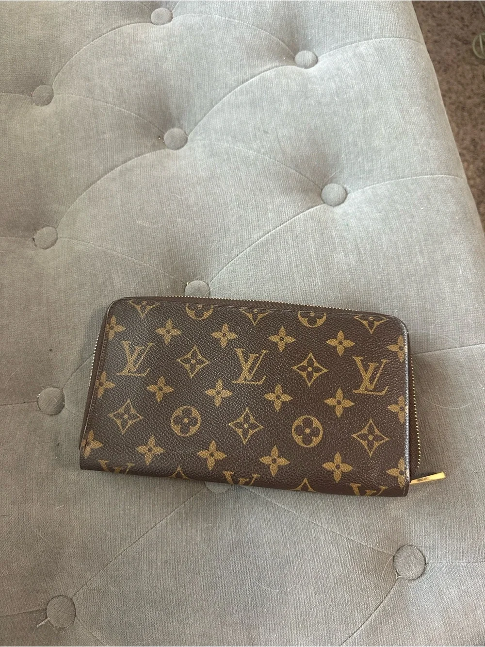 Louis Vuitton Monogram Canvas Zip Wallet in Brown and Gold